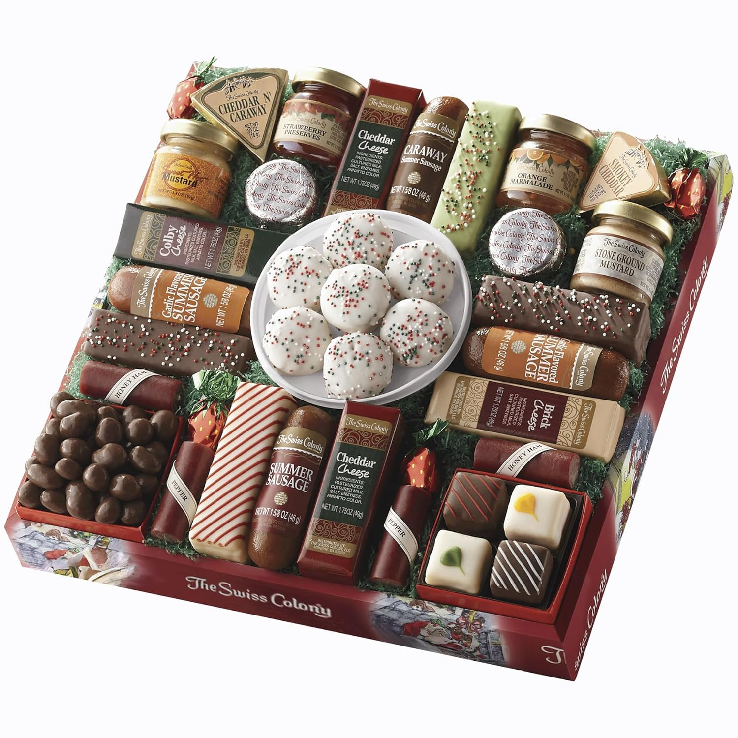Holiday Christmas Basket 27 Favorites Food Gift Box Assorted Cheeses, Chocolates