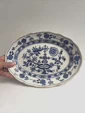 Antique Meissen England Porcelain Blue Onion 13" Serving Platter Dish Bowl