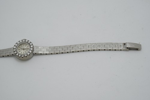 Vintage Hamilton 18K White Gold & Diamond Bezel Cocktail Ladies Watch Women's - Picture 6 of 12