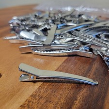 80 Pcs Duckbill Hair or Crafts Accessories Large Flat Billed Clips Silver