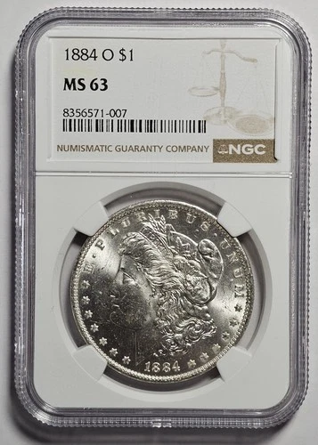 1884-O Morgan Silver $1 Dollar Coin ~ NGC MS 63 (A007)