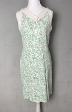 J McLaughlin Sleeveless Dress Size XS White Green Animal Print Catalina Cloth