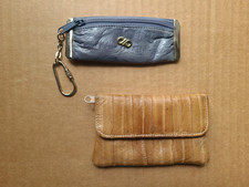 Genuine Eel Skin: Gray Keyring Coin Purse and Tan Coin Wallet - Korea