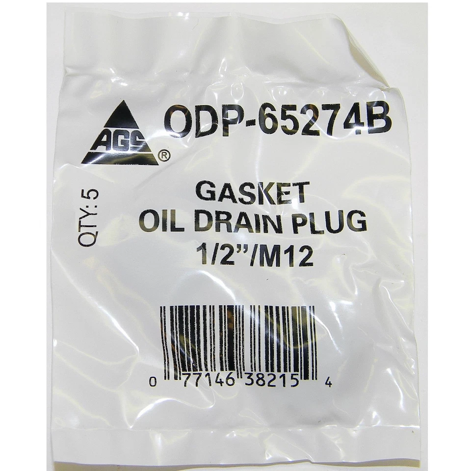 AGS ODP-65274B Accufit Oil Drain Plug Gasket Metal/Rubber 1/2in/M12, 5 per Bag Foto 2 de 4