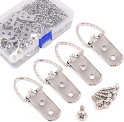60 Pcs Heavy Duty Large Wide D Ring Shape Nail Non-Trace Frame Picture Hangers D