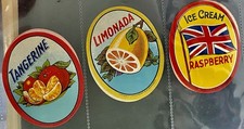 Original Vintage 3 No. Soda / Ice Cream Paper labels By Duckworth & Co.