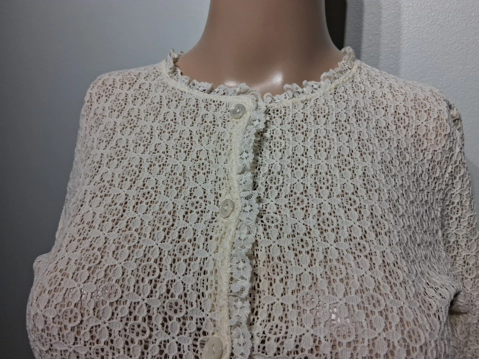 Anna Molinari Cream Lace Blouse Long Sleeve Size IT 40 US S - Image 2 of 4