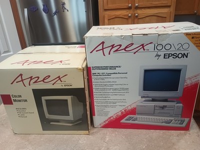 Vintage Epson Apex 100/20 Desktop PC Computer Floppy DOS Powers On