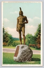 Massasoit Statue Wampanoags Native American Postcard by A.S. Burbank