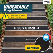 Outdoor Stair Treads Non Slip 30" X 6" - 12-Pack Weather Resistant Exterior G...