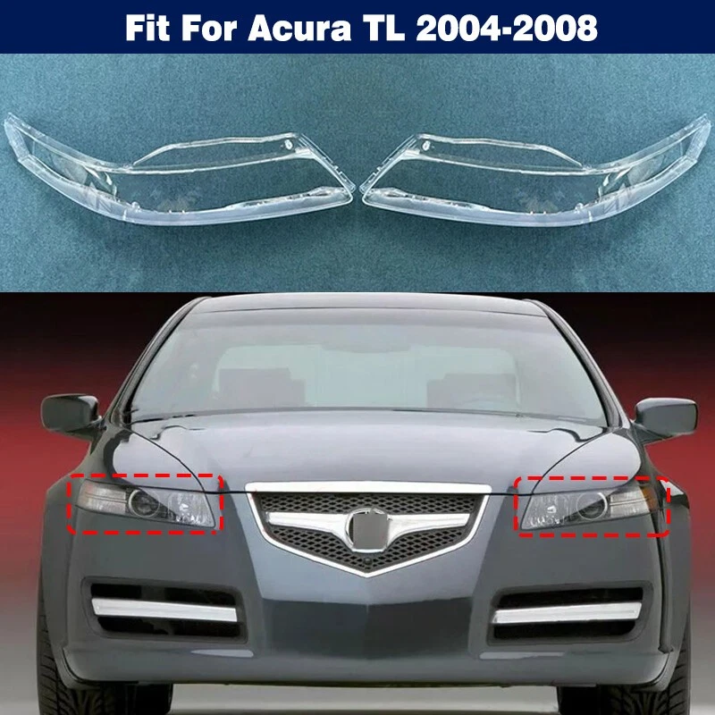 Left&Right Headlight Clear Lens Cover Shell + Seal Glue For Acura TL 2004-2008 — 第 2/4 张图片