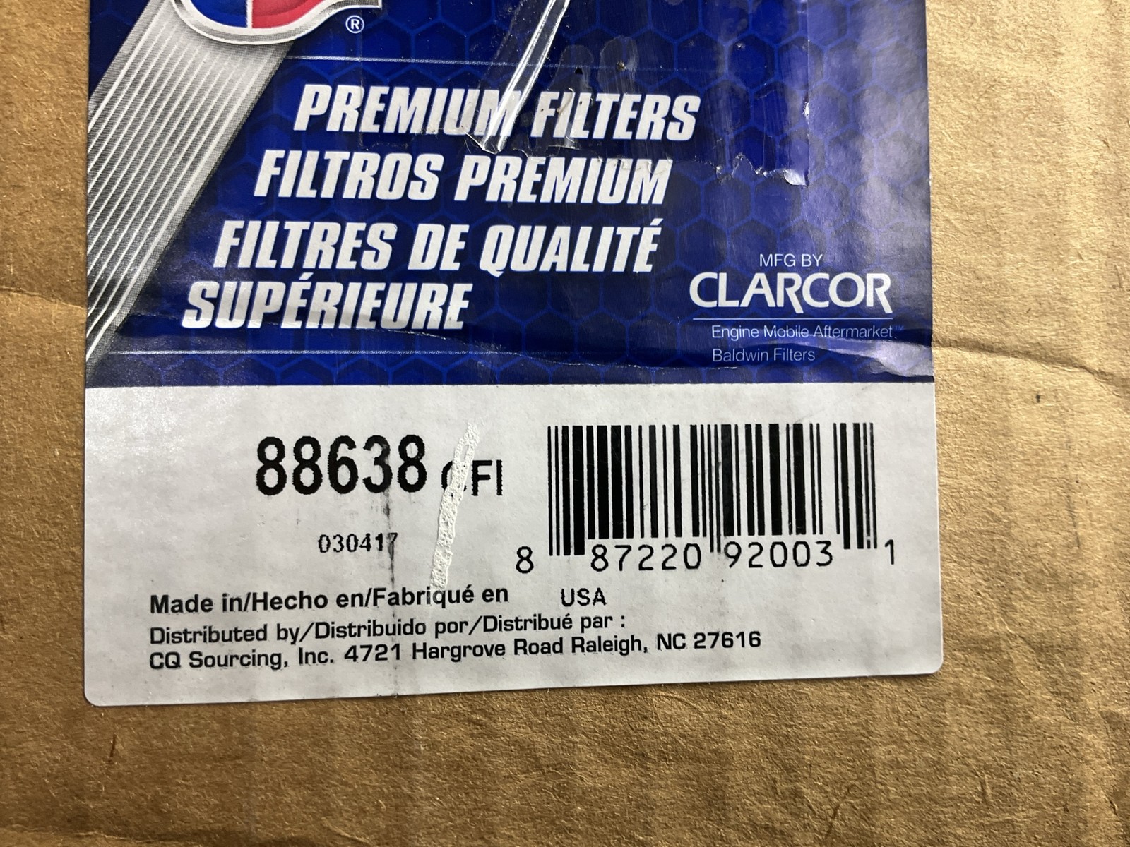 Carquest 88638 Air Filter - Replaces P772535, LAF8377, 46638