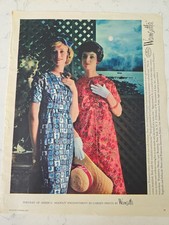 1959 Women's Garden Print Dresses Clothing Wamsutta Fabric Vintage Ad 