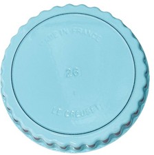 Torta vintage LE CREUSET FRANCE Cousances ghisa smaltata #26 blu Tiffany
