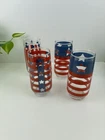 Vintage Anchor Hocking Stars & Stripes Drinking Glasses American Flag USA 6" 4pc