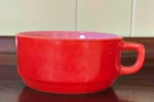Vintage Anchor Hocking Red D Handle Glass Soup Bowl Mug Cup Stackable