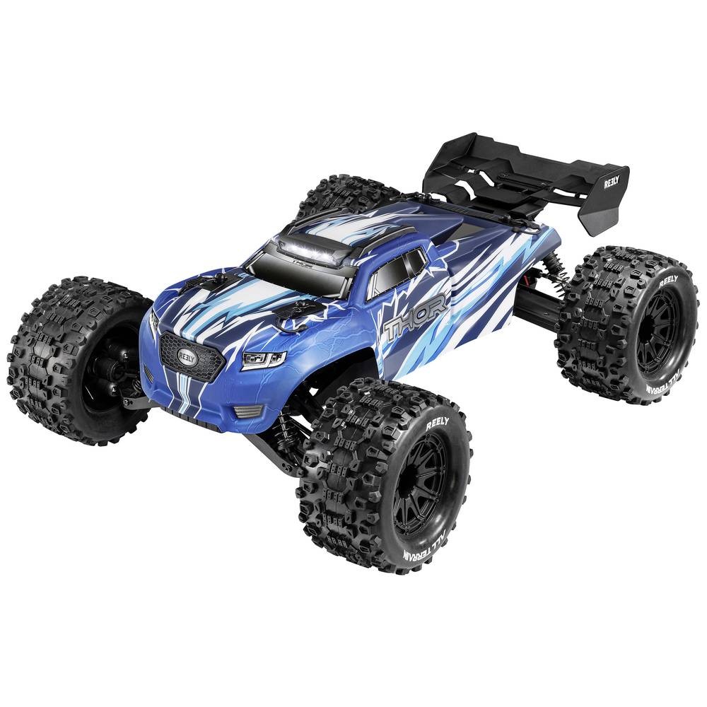 Voiture RC électrique Reely Thor bleu 1:10, Monstertruck brushed avec châssis renforcé 4WD