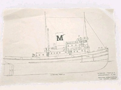 Edmund J Morgan Tugboat Drawing Copy Maritime Plan Blueprint Style Vessel