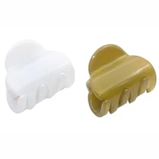 Parcelona French Chic Duo Small Hair Claw Clips for White and Olive Green 