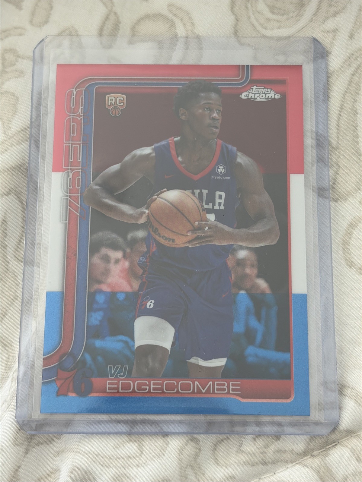 2025-26 Topps Chrome VJ Edgecombe #253 RC Rookie Blue/White/Red Refractor