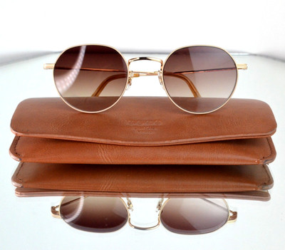 RARE Garrett Leight ''Robson'' By John Lennon Round Sunglasses Gold/Brown Gradient