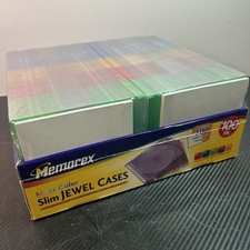 New Sealed Memorex Slim Jewel Cases 100 Pack Color Asst. CD Storage Replacement
