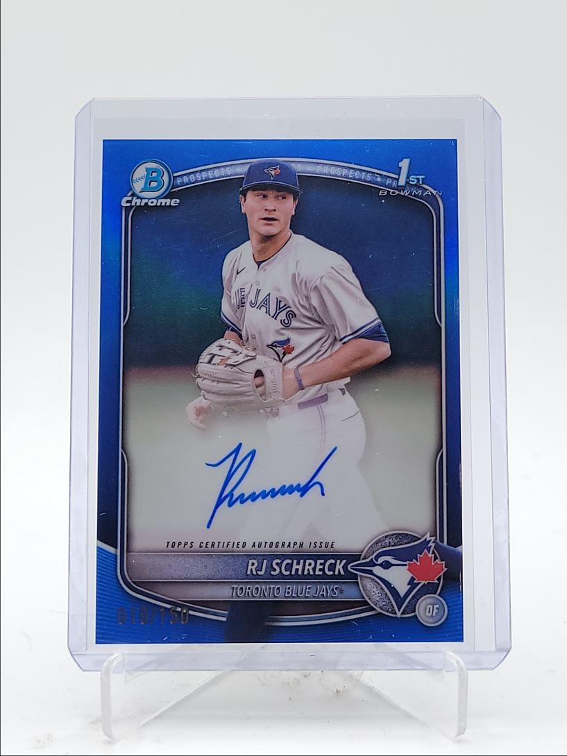 RJ SCHRECK 2025 BOWMAN CHROME 1ST TRUE BLUE REFRACTOR AUTO /150 Q3967