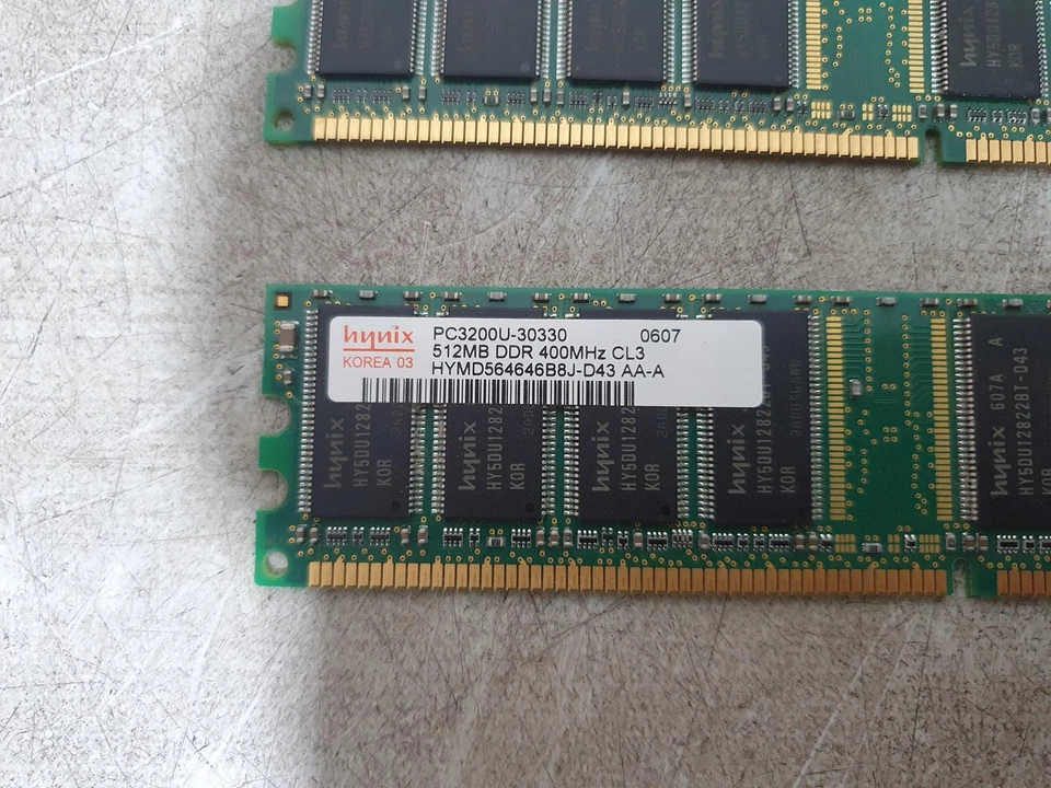 Pair Of 2 Hynix HYMD564646B8J-D43 AA-A DDR1 SDRAM PC3200U 400MHz (512MB+512MB) - Image 3 of 4
