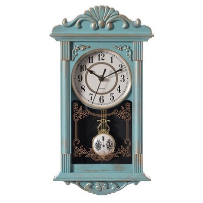 Clockswise Vintage Grandfather-Style Wall Clock with Wood-Effect Plastic Pend...