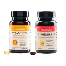 NatureWise Vitamin D3 5000 IU B12 1000mcg for Mental Clarity, Energy, Immune Hea