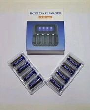 New Charger & 8 x CR123A 16340 Battery 800mAh Rechargeable 3.7V Li-ion