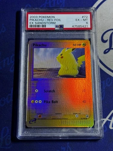 PSA 6 EX-MT Pikachu 72/100 Reverse Foil EX Sandstorm 2003 Pokemon TCG