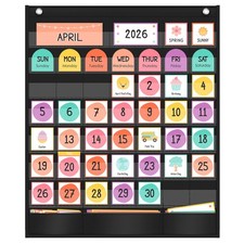 Classroom Calendar Pocket Chart 96 Cards 46 Clear 3 Storage Pockets Preschool