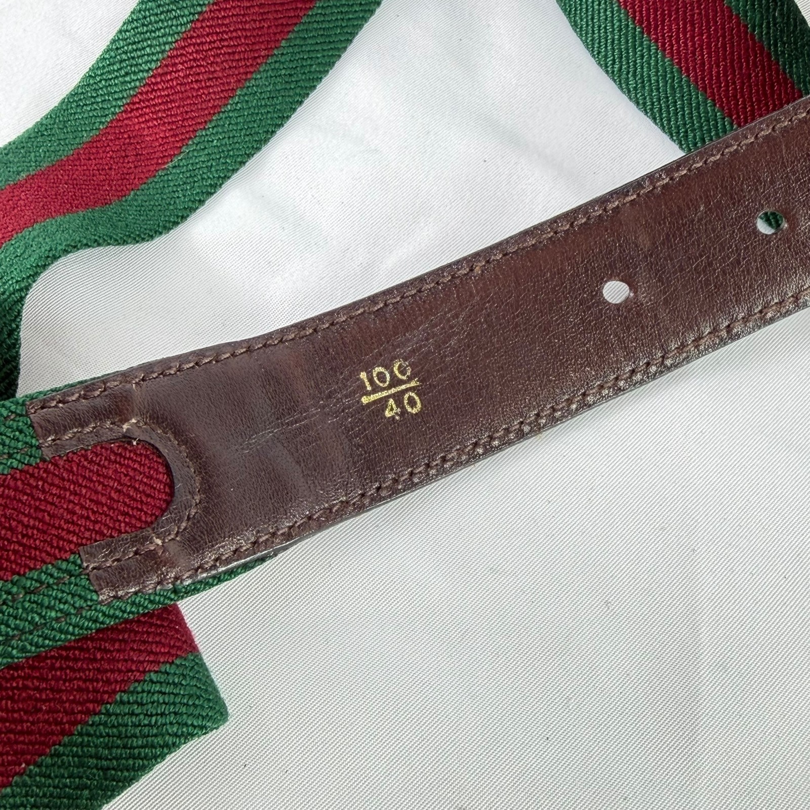 GUCCI Vintage Green Red Nylon Web G Mens Belt Made in Italy 100-40 Made in Italy thumbnail 5
