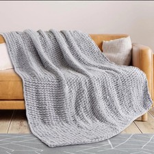 YJLMLY Chunky Knit Chenille Throw Blanket 60 x 80 in Gray Soft Heavy