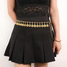 Coin Waist Chain Belt Women's Retro Disc Tassel Decorative Dress Belts