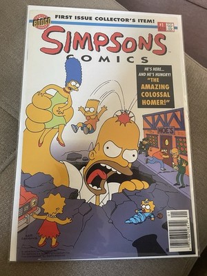 Simpsons Comics 1 Newsstand Bongo Comics Mid Grade Homer Bart 1993