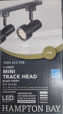 Hampton Bay 1-Light Black Integrated LED Linear Track Lighting Mini Step Head