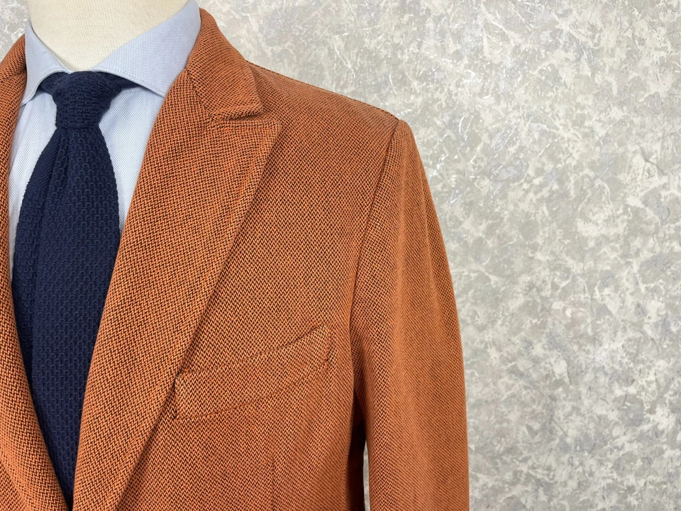 Blazer italiano LAB Pal Zileri naranja fino algodón solapas pico medio forrado 42 EU 52 Foto 4 de 4