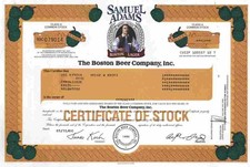 BOSTON BEER Company Mai 2000 Samuel Adams Boston Lager Bier Common Stock 1 Share