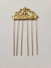 Vintage 1950s Scrolled Gold Tone Metal Hair Pick Hair Lift