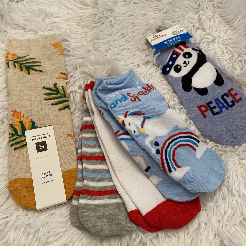 女士船袜 5 双套装适合 4-10 鞋码 1 脚踝,4 个无展示 — 第 2/4 张图片