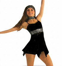 No Air Child Large Dance Costume Lyrical Black Tunic-Shorts-Headwrap-Neckpiece