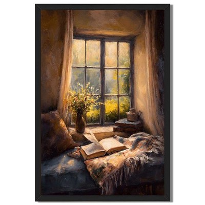 Cozy Reading Nook by Window Wall Art Canvas Oil Paintings Reproduction