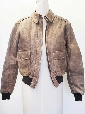 【80s】 LL Bean A-2 Leather Jacket Vtg LL BEAN WW2 A-2 Flying Tiger Jacket GOATSKIN Leather Bomber Sz