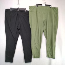 2 Pairs of Terra  Sky Pull-On Pants Women's Plus Size 4X Comfort Green  Black