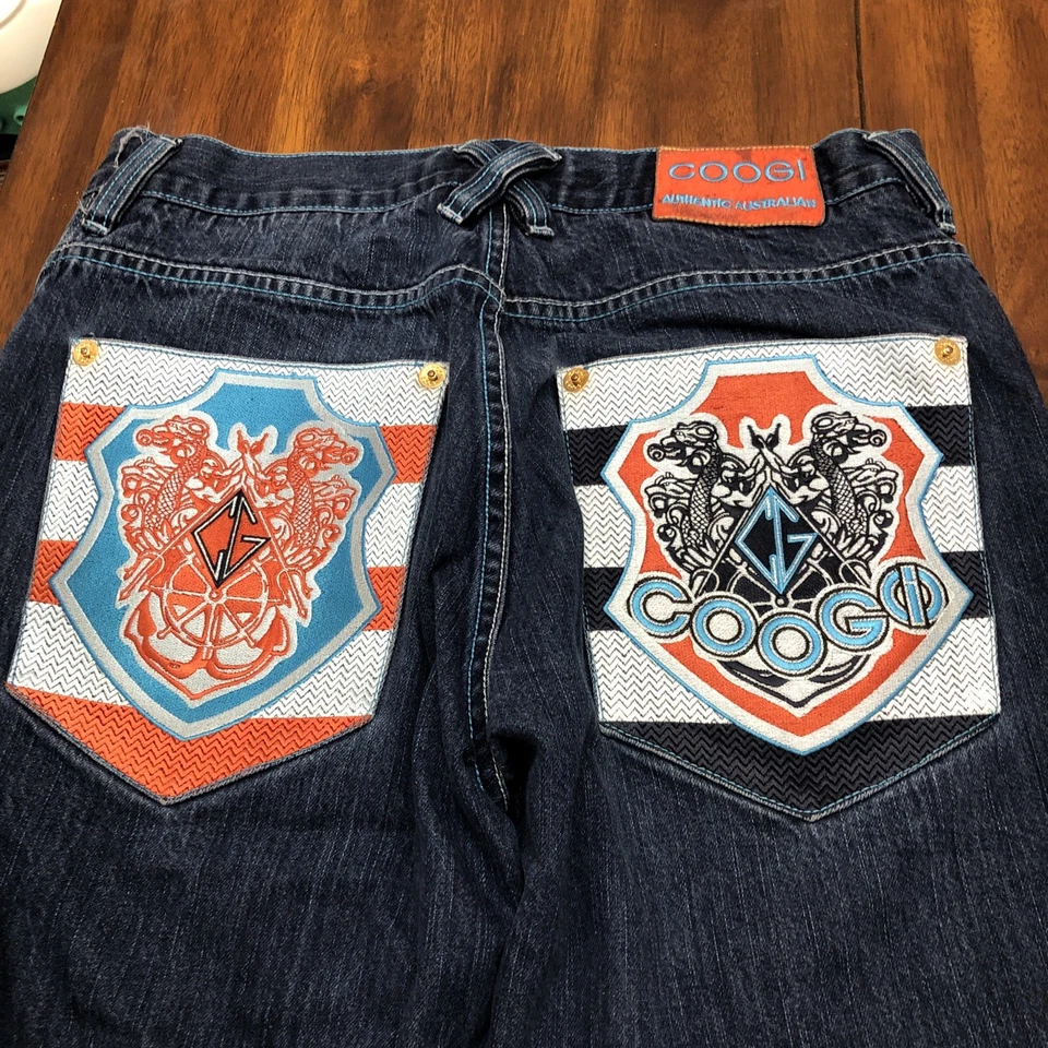 VTG Coogi Jeans Mens Blue Y2K 90s Hip Hop Baggy Embroidered 34x28 Skate 11” Rise - Image 2 of 4