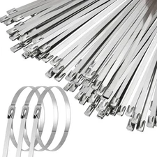 50PCS Metal Zip Ties, 40 Inch Heavy Duty Stainless Steel Cable Ties, 250LB 10...