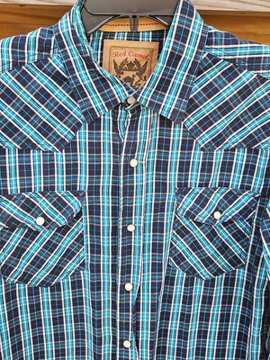 Red Camel Trade Mark Handcrafted Western Men's Pearl Snap Shirt Sz M Excellent!