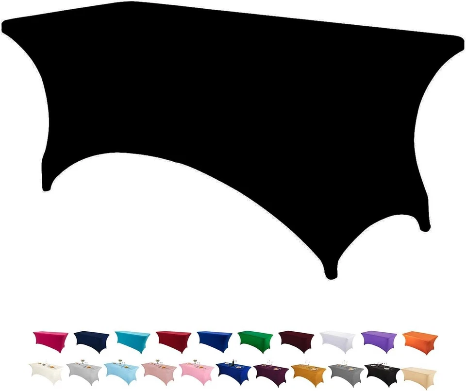Durable Stretchable Black Spandex Tablecloths - 6PCS 6FT Size for All Occasions - Image 3 of 4